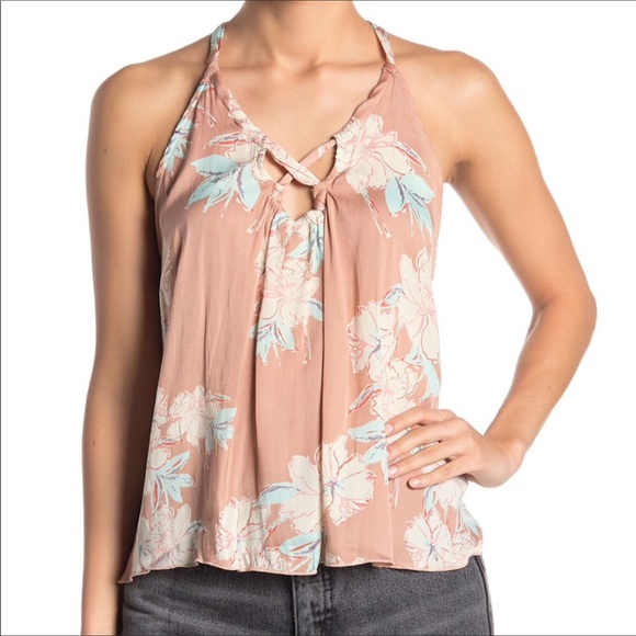 Free People Floral Tie in Back Flowy Top Medium - Picture 2 of 8